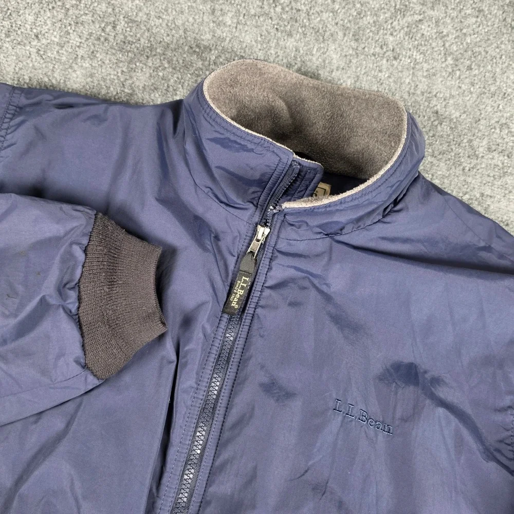 Vtg L.L. Bean Warm-Up Jacket Mens L Blue Fleece Lined Thinsulate Full Zip Bomber